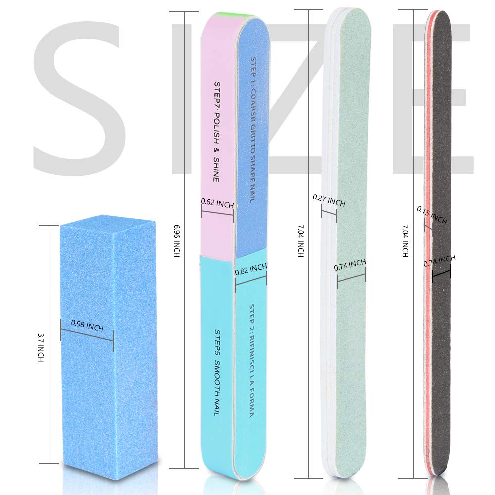 Nail Files and Buffers, FANDAMEI 20PCS Professional Manicure Tools Kit. Rectangular Nail Buffer Block & 100/180 Grit Nail File, 7 Way Nail File & Nail Polishing Buffer. Nail Care File Buffer Tool - Image 2